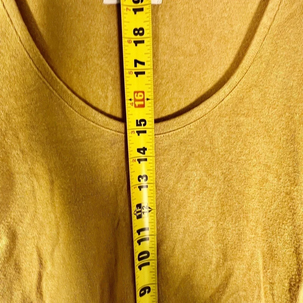 Madewell Mustard Yellow Puff Sleeve Scoop Neck Knit Top XS